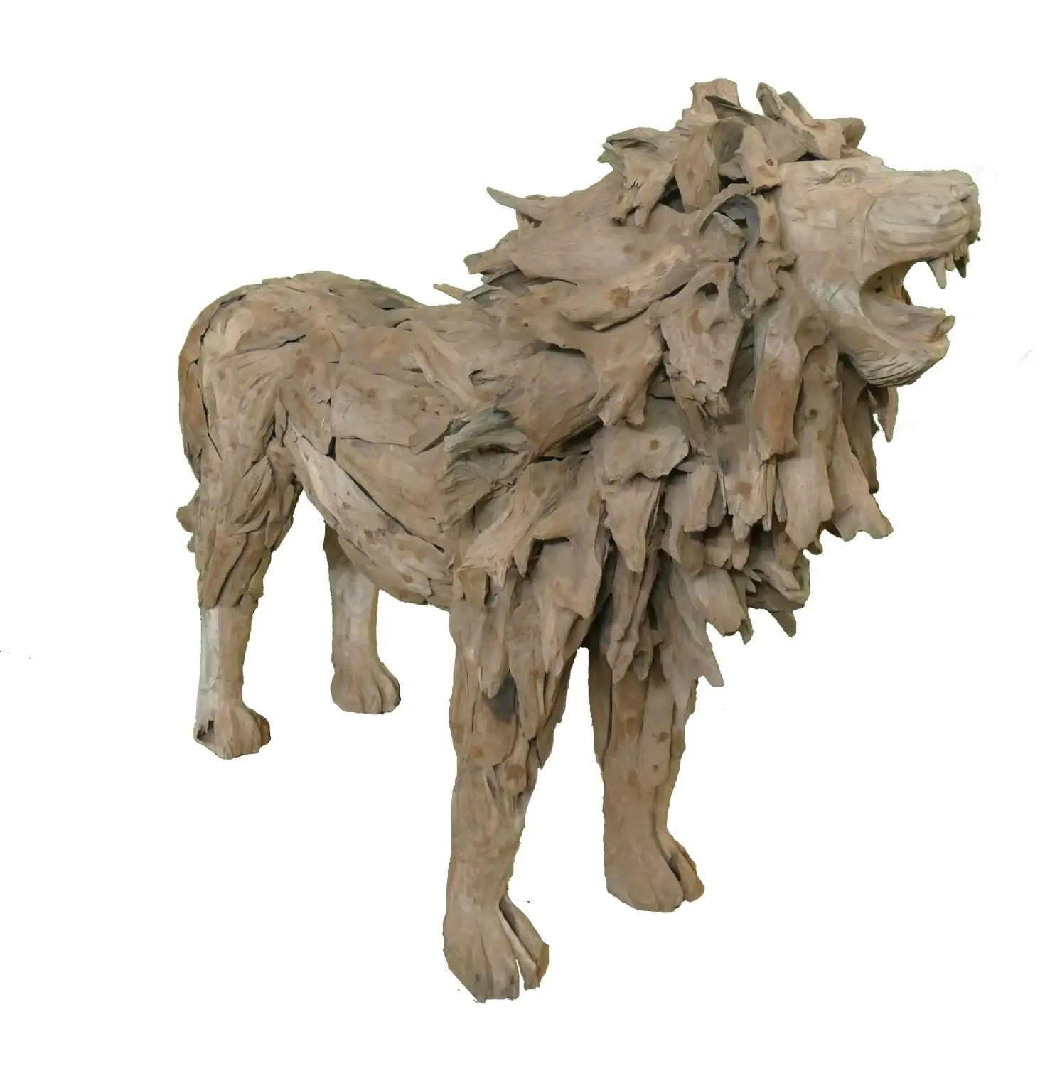  Product image 1 of the product “Standing royal Lion made from teak root pieces. About 200cm length and 115cm height. ”